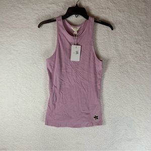 Ted Baker Tank Top size 2 Lavender Hibiscus EmbroiderY Ribbed Knit‎ NWT 5762
